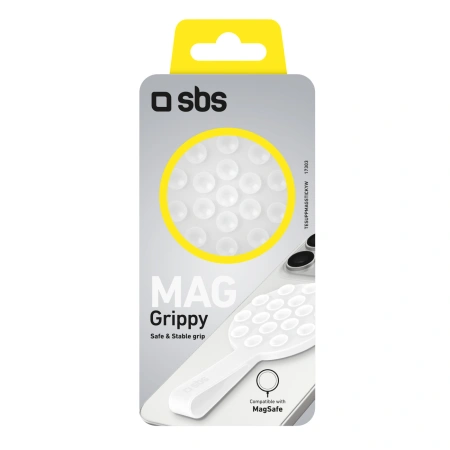 Uchwyt SBS MAG Grippy kompatybilny z MagSafe z przyssawką i uszkiem - biały