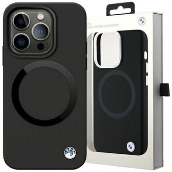 Etui BMW BMHMP14XSILBK2 na iPhone 14 Pro Max 6.7" - czarne Signature Liquid Silicone MagSafe