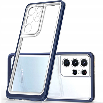 Clear 3in1 etui do Samsung Galaxy S22 Ultra żelowy pokrowiec z ramką niebieski