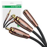 Ugreen kabel przewód audio 3,5 mm mini jack (żeński) - 2RCA (męski) 5m brązowy (AV198 60988)