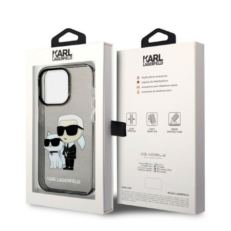 Karl Lagerfeld KLHCP14LHNKCTGK iPhone 14 Pro 6,1" czarny/black hardcase Gliter Karl&Choupette