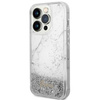 Etui Guess GUHCP14LLCSGSGH na iPhone 14 Pro - białe Liquid Glitter Marble