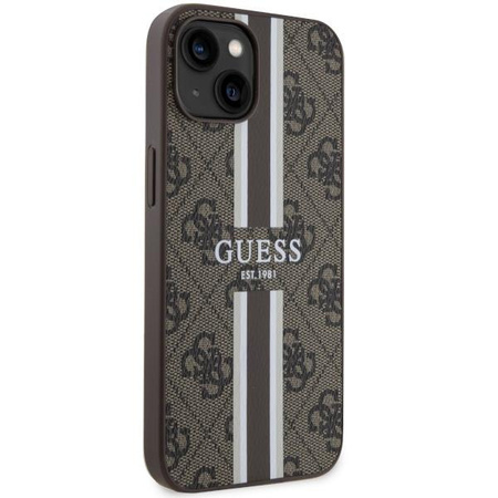 Etui Guess GUHMP14SP4RPSW na iPhone 14 - brązowe 4G Printed Stripes MagSafe