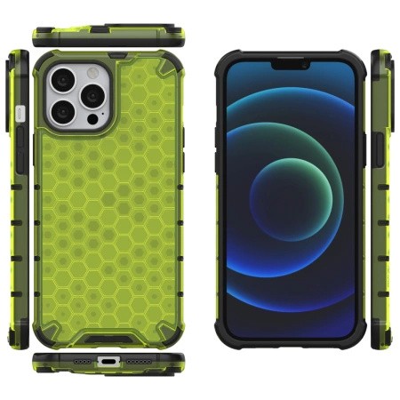 HURTEL ETUI PANCERNE DO IPHONE 13 PRO MAX HONEYCOMB Z ŻELOWĄ RAMKĄ