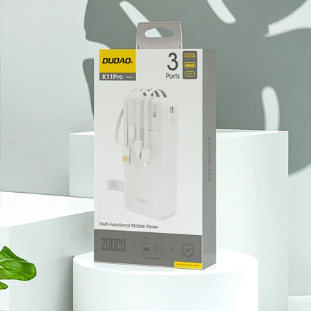 DUDAO POWERBANK K11 PRO 20000MAH Z WBUDEDNYMI KABLAMI DO TELEFONÓW IPHONE
