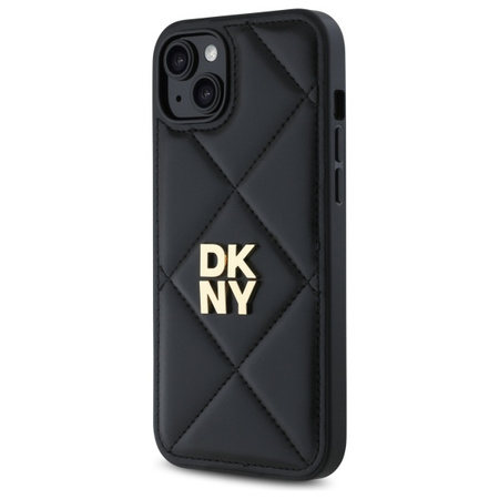 DKNY ETUI DO IPHONE 15 PLUS 6.7 QUILTED STACK LOGO WERSJA CZARNA POKROWIEC