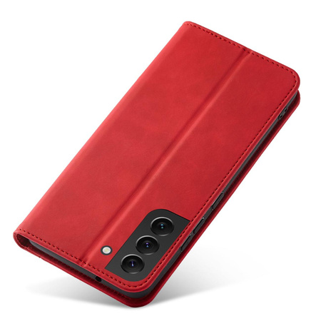 Magnet Fancy Case etui do Samsung Galaxy S22+ (S22 Plus) pokrowiec portfel na karty kartę podstawka czerwony