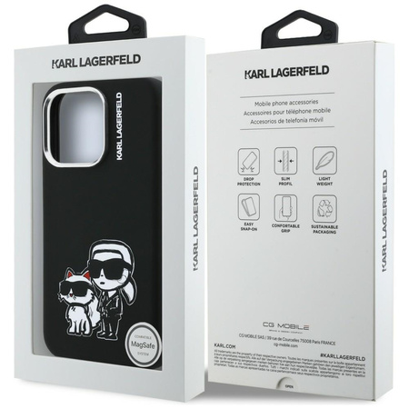 Etui Karl Lagerfeld Silicone             Karl&Choupette Sketch MagSafe do iPhone 16 Pro Max czarny