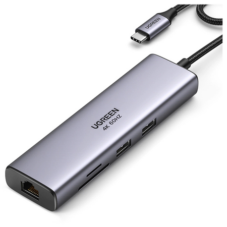 UGREEN ADAPTER HUB USB-C DO 2x USB 3.0 HDMI RJ45 SD TF DO KOMPUTERA LAPTOPA