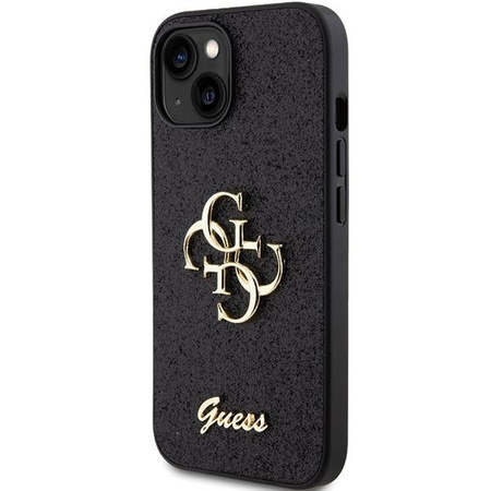 Etui Guess Glitter Script Big 4G na iPhone 15 - czarne
