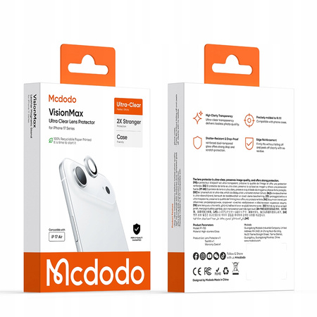 MCDODO SZKŁO HARTOWANE NA APARAT OCHRONNE DO APPLE IPHONE 17 AIR TYŁ SREBNE