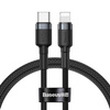 Baseus Cafule Cable wytrzymały nylonowy kabel przewód USB Typ C PD / Lightning 18W QC3.0 1m czarny-szary (CATLKLF-G1)