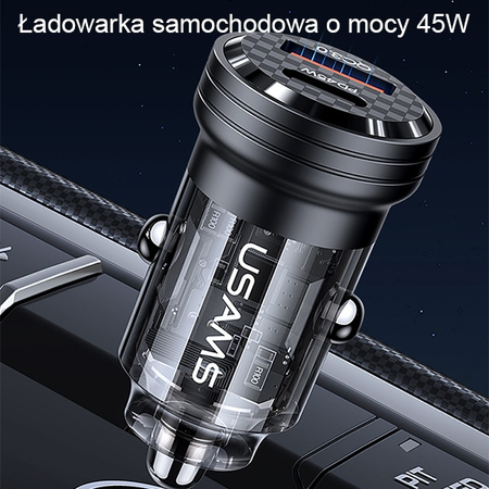 USAMS Ład. sam. C35 USB+USB-C 45WFast Charge czarny/black CC175CC01 (US-CC175)