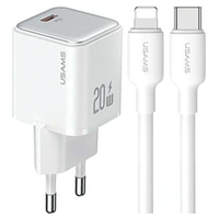 USAMS ŁADOWARKA PD20W DO IPHONE 11 12 13 14 15 Z KABLEM USB-C DO LIGHTNING