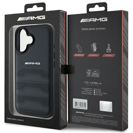 MERCEDES ETUI CASE POKROWIEC DO IPHONE 16 SKÓRZANE Z DEBOSSED LINES Z LOGO