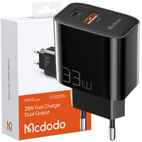 Mcdodo Phone Charger, Fast, USB, USB-C, 33W, cable included, 60W, black, CH-0922