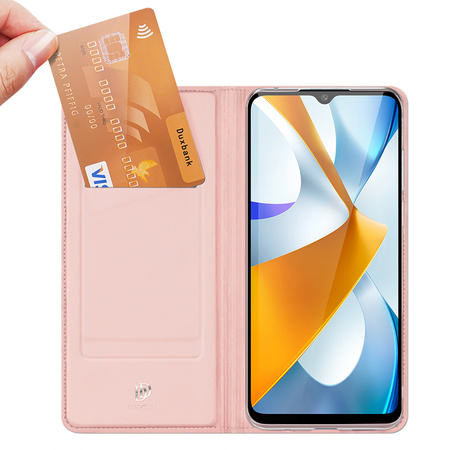 Dux Ducis Skin Pro etui Xiaomi Poco C40 pokrowiec z klapką portfel na kartę podstawka różowe