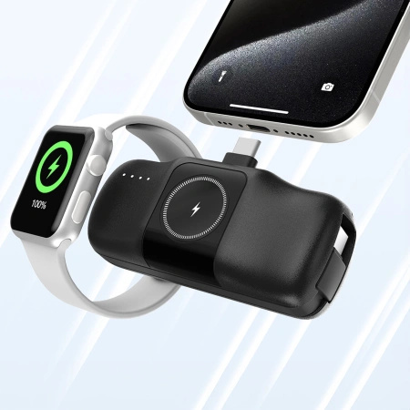 WOZINSKY MINI POWERBANK 5000MAH Z KABLEM USB-C DO APPLE WATCH 15W ŁADOWANIE