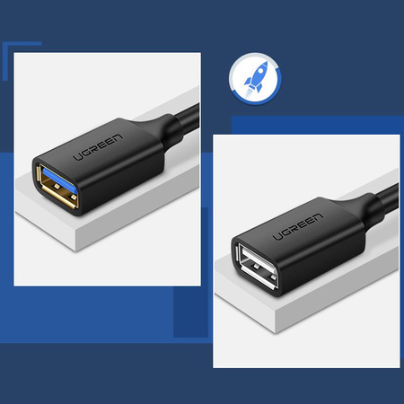 Ugreen kabel przewód przedłużacz przejściówka USB 3.0 (żeński) - USB 3.0 (męski) 1m czarny (10368)