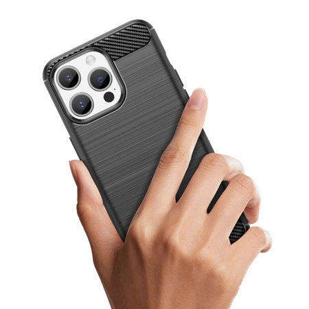 HURTEL ETUI CARBON CASE DO IPHONE 15 PRO MAX WZÓR KARBON Z ELASTYCZNEJ GUMY