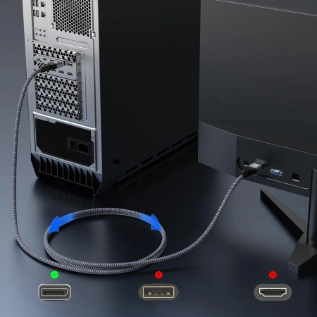 Kabel Wozinsky WPS-16AYL1S DisplayPort 2.1 Certyfikowany VESA 80 Gb/s 16K@60Hz 8K@120Hz 4K@240Hz HDR HDCP DSC 1m - czarny