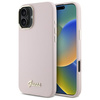 GUESS ETUI HARDCASE DO IPHONE 16 6.1 SILIKONOWE SCRIPT METAL LOGO RAMKA