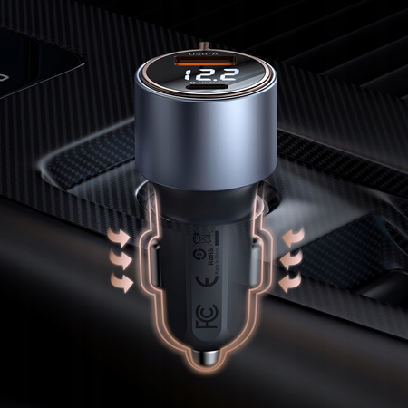 MCDODO MOCNA SZYBKA ŁADOWARKA SAMOCHODOWA Z MIERNIKIEM 2X USB USB-C 75W LED