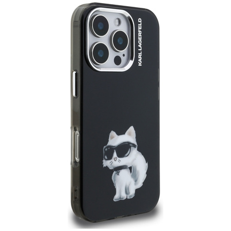 Etui Karl Lagerfeld IML Aquarelle Choupette & Logo do iPhone 16 Pro Max czarny