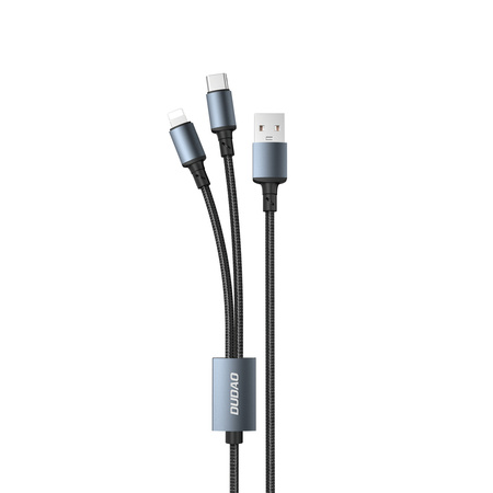 Dudao kabel przewód USB 2w1 do ładowania USB-A - USB Typ C / micro USB / Lightning 6A 1,2m czarny (TGL2)