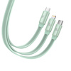 Baseus Traction Series zwijany kabel 3 w 1 USB Typ C - micro USB / USB Typ C / Lightning Power Delivery 100W 1,7m zielony (CAQY000006)