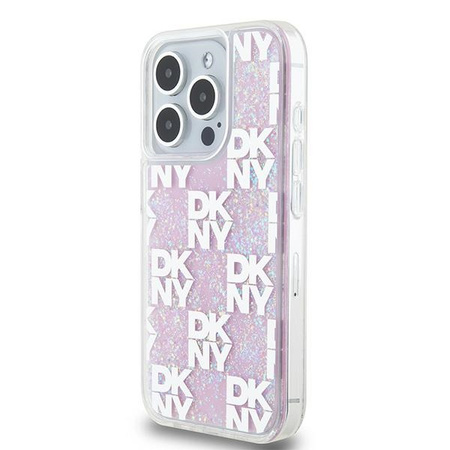 DKNY ETUI HARDCASE DO IPHONE 15 PRO 6.1 LIQUID GLITTER MULTILOGO