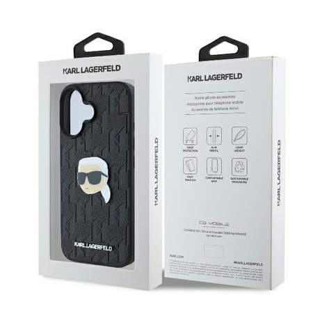 KARL LAGERFELD ETUI HARDCASE DO IPHONE 16 6.1 MONOGRAM KARL HEAD PIN BLACK