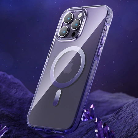 KINGXBAR ETUI DO IPHONE 14 PRO DO MAGSAFE PQY ICE CRYSTAL MAGNETYCZNE SZARE