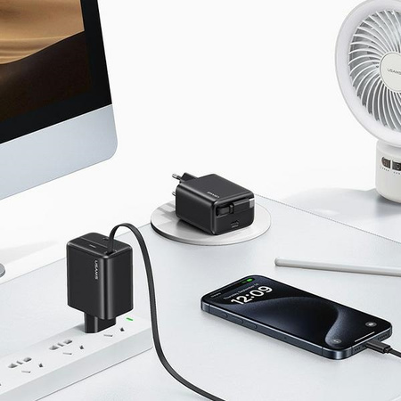USAMS ŁADOWARKA 1XUSB-C ZE ZWIJANYM KABLEM DO TELEFONÓW APPLE DO LIGHTNING