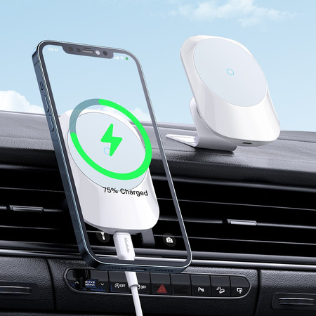 Mcdodo car holder with magnetic charger for iPhone 12 13 white