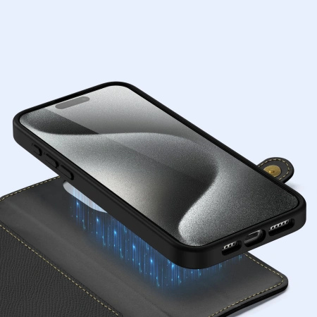 DUX DUCIS ETUI SKÓRZANE DO IPHONE 15 PRO LAVA Z OCHRONĄ NA ROGI MAGNETYCZNE