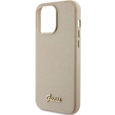 Etui Guess Glitter Glossy Script do iPhone 15 Pro Max - złote