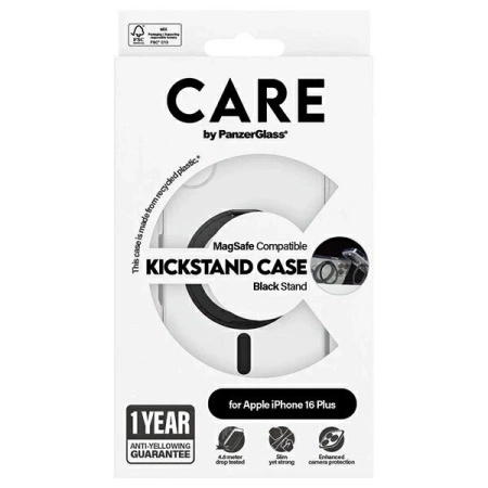 Etui CARE by PanzerGlass Feature Kickstand Case z MagSafe na iPhone 16 Plus - czarne