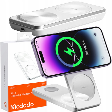 3in1 QI Docking Station for iPhone, Airpods, Watch, white, McDodo