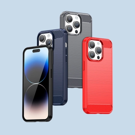 Carbon Case etui iPhone 14 Pro Max elastyczny żelowy pokrowiec na tył plecki czarny