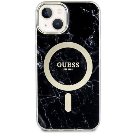 Etui Guess GUHMP14MPCUMAK na iPhone 14 Plus 6.7" - czarne Marble MagSafe