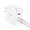 Ładowarka sieciowa GaN Ugreen Nexode CD289 USB-A/2xUSB-C 140W + kabel USB-C - USB-C 1.5m - biała