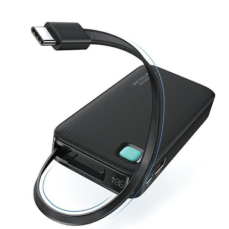 USAMS POWERBANK 10000MAH 20W PD DO TELEFONÓW SZYBKA ŁADOWARKA ZWIJANY KABEL