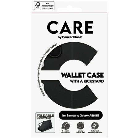 Etui CARE by PanzerGlass Feature Wallet Kickstand na Samsung Galaxy A56 5G - czarne