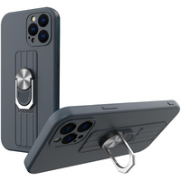 Ring Case silikonowe etui z uchwytem na palec i podstawką do iPhone 13 Pro ciemnoniebieski