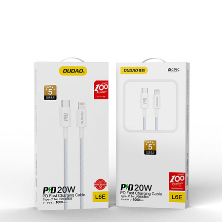 Dudao L6E kabel USB Typ C - Lightning PD 20W 1m biały (L6E)