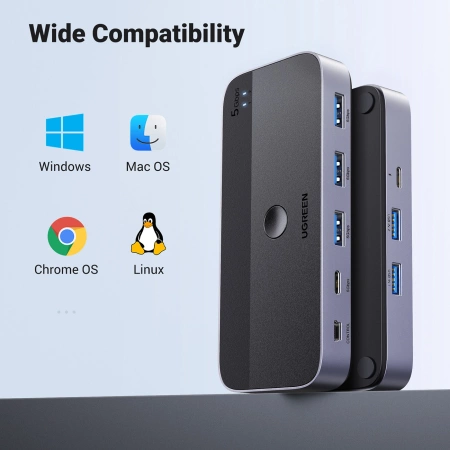 UGREEN PRZEŁĄCZNIK SWITCH USB 3.0 2-IN-4 DO KOMPUTERA LAPTOPA KONTROLA DUAL