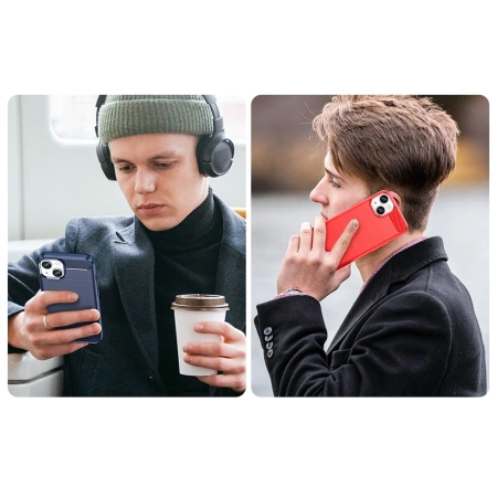 Carbon Case etui iPhone 14 Plus elastyczny żelowy pokrowiec na tył plecki niebieski