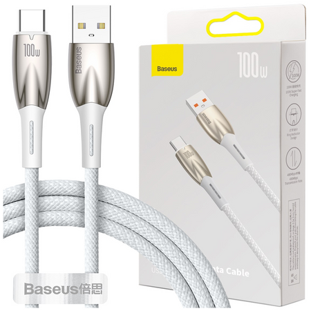 Baseus Glimmer Series kabel do szybkiego ładowania USB-A - USB-C 100W 480Mb/s 1m biały