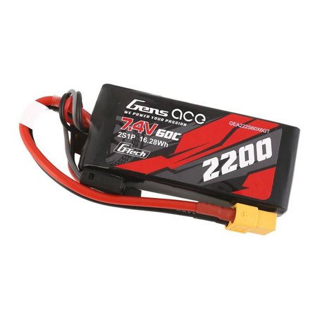 GENS ACE AKUMULATOR LIPO 2200MAH 7,4V 60C 2S1P XT60 DO MODELI RC Z WYSOKĄ